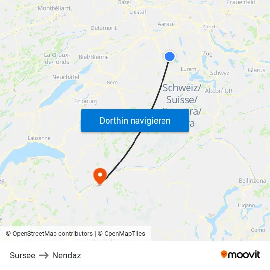 Sursee to Nendaz map