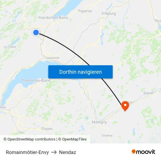 Romainmôtier-Envy to Nendaz map