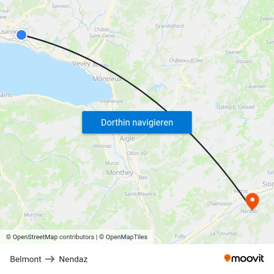 Belmont to Nendaz map