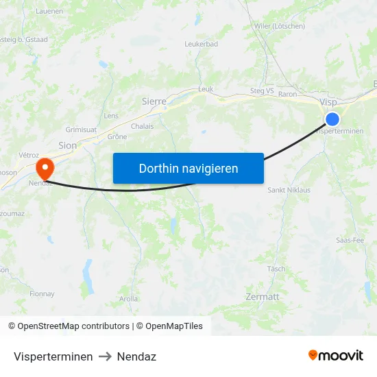 Visperterminen to Nendaz map