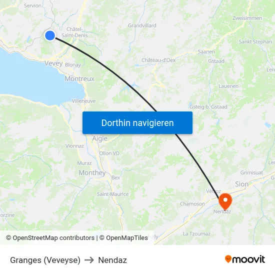 Granges (Veveyse) to Nendaz map