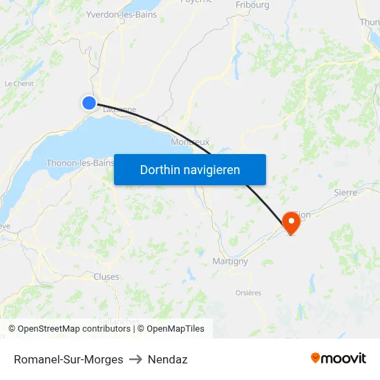 Romanel-Sur-Morges to Nendaz map