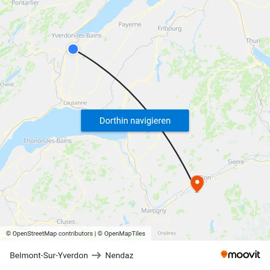 Belmont-Sur-Yverdon to Nendaz map
