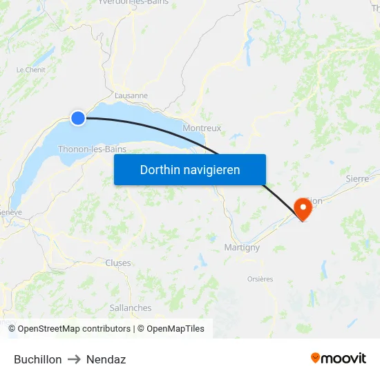 Buchillon to Nendaz map