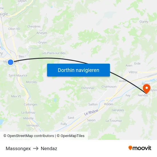 Massongex to Nendaz map