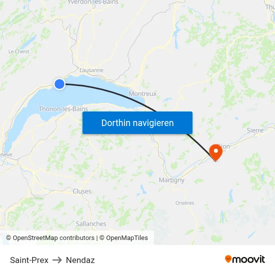 Saint-Prex to Nendaz map