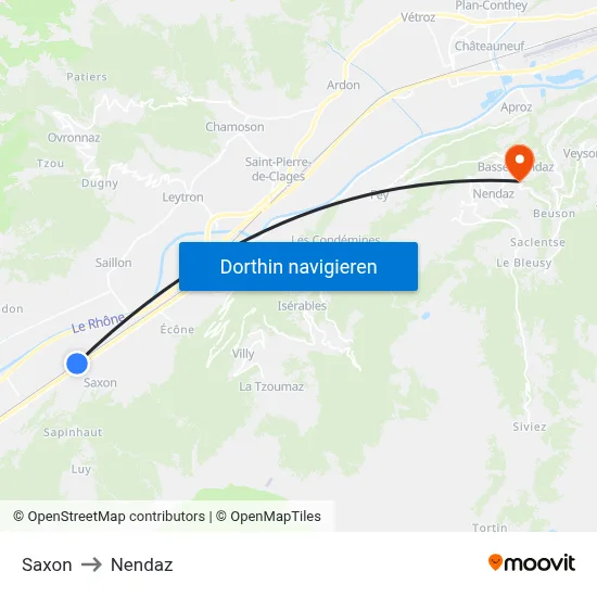 Saxon to Nendaz map