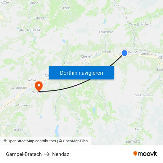 Gampel-Bratsch to Nendaz map