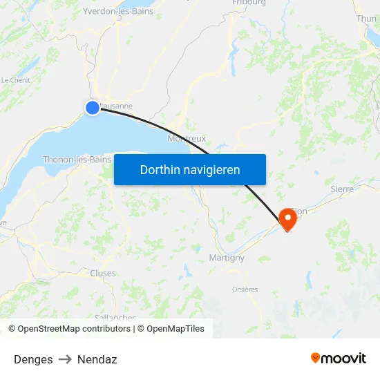 Denges to Nendaz map