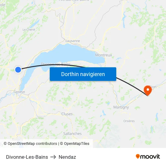 Divonne-Les-Bains to Nendaz map