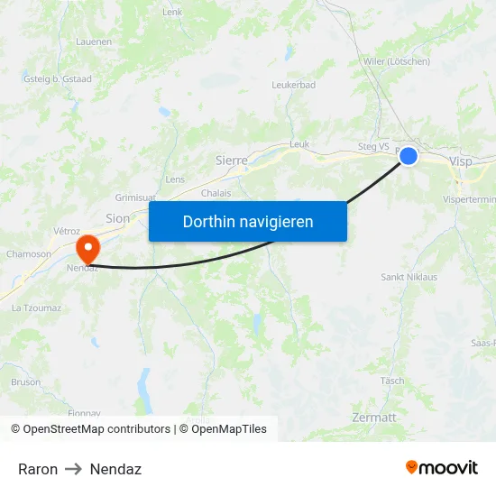 Raron to Nendaz map