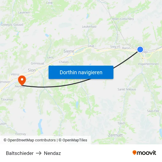 Baltschieder to Nendaz map