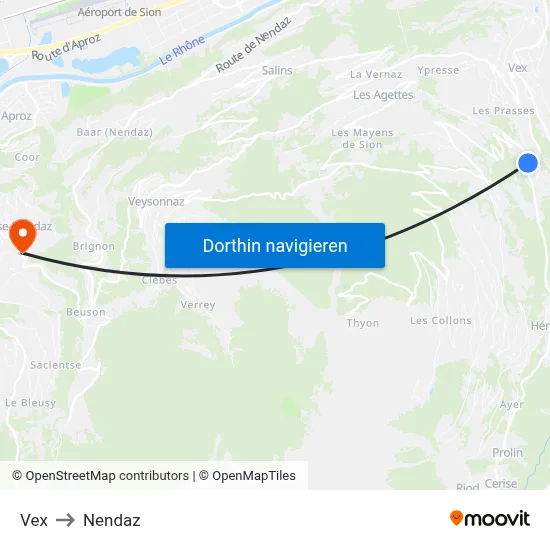 Vex to Nendaz map