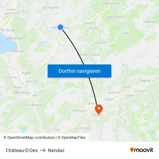 Château-D'Oex to Nendaz map