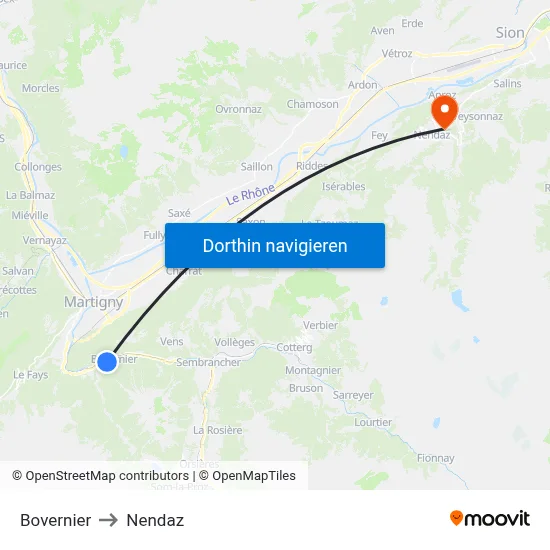 Bovernier to Nendaz map