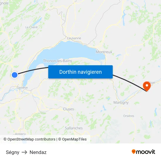Ségny to Nendaz map