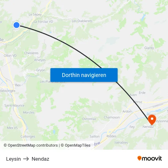 Leysin to Nendaz map