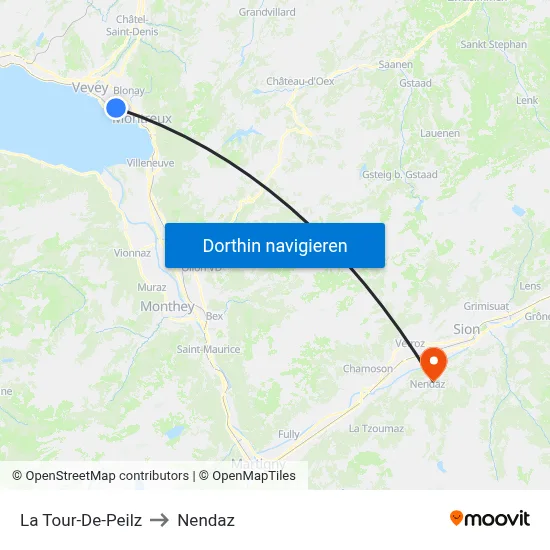 La Tour-De-Peilz to Nendaz map
