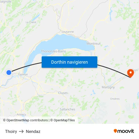 Thoiry to Nendaz map