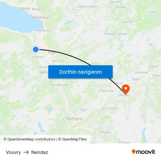Vouvry to Nendaz map