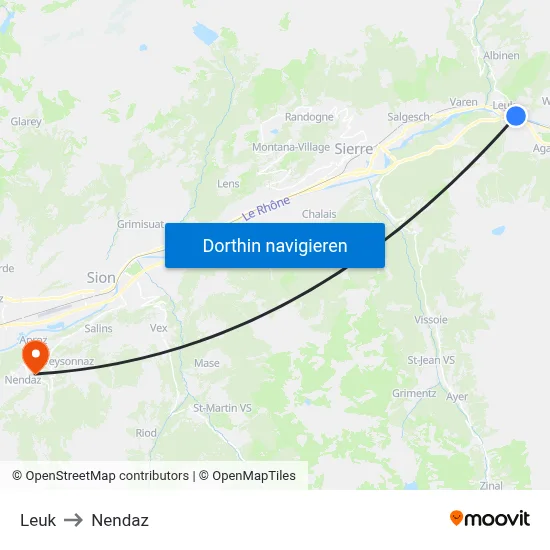 Leuk to Nendaz map