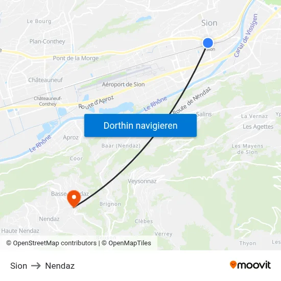 Sion to Nendaz map