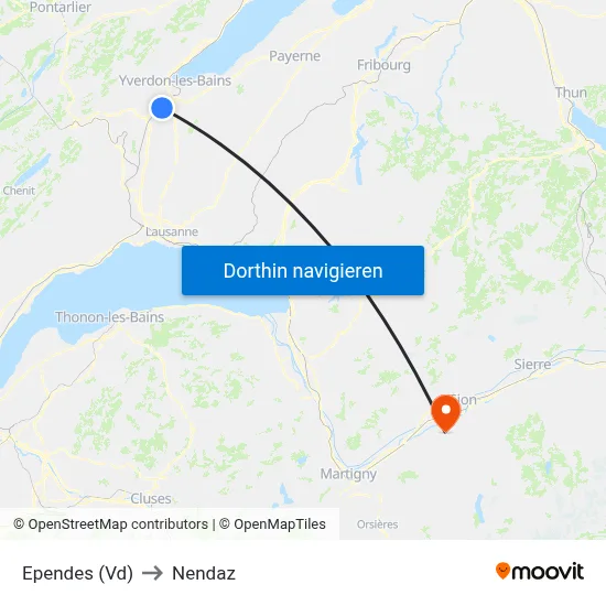 Ependes (Vd) to Nendaz map