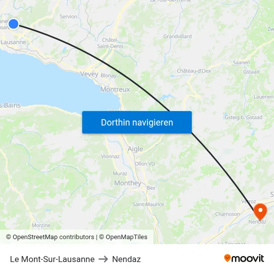 Le Mont-Sur-Lausanne to Nendaz map