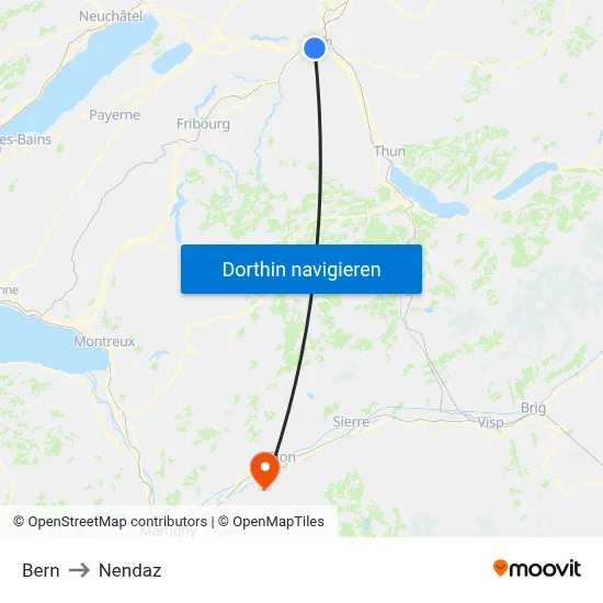 Bern to Nendaz map