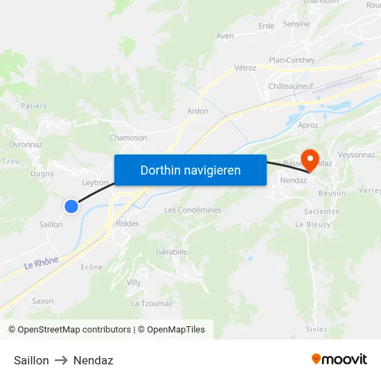 Saillon to Nendaz map