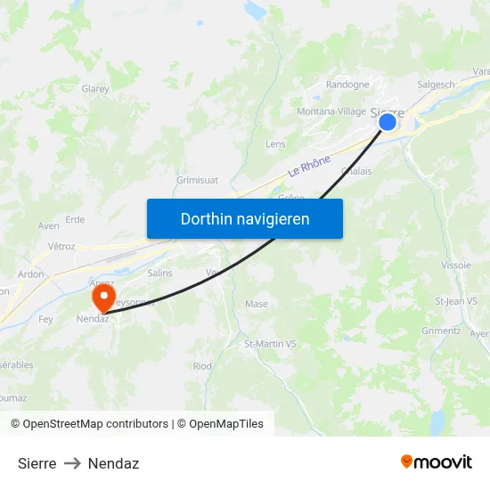 Sierre to Nendaz map