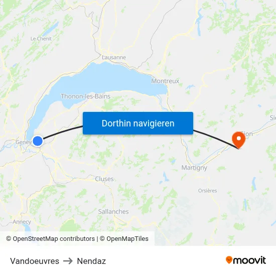 Vandoeuvres to Nendaz map