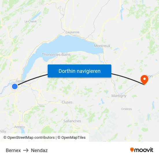 Bernex to Nendaz map