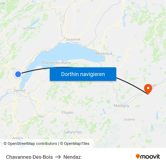 Chavannes-Des-Bois to Nendaz map