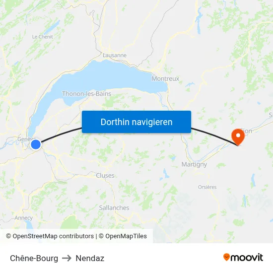 Chêne-Bourg to Nendaz map