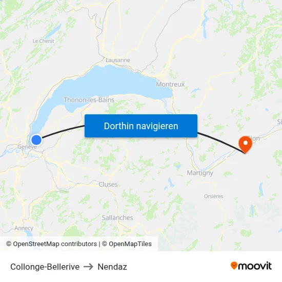 Collonge-Bellerive to Nendaz map