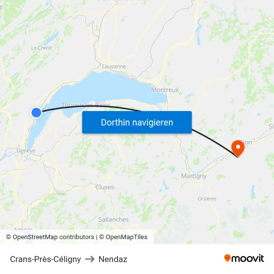 Crans-Près-Céligny to Nendaz map