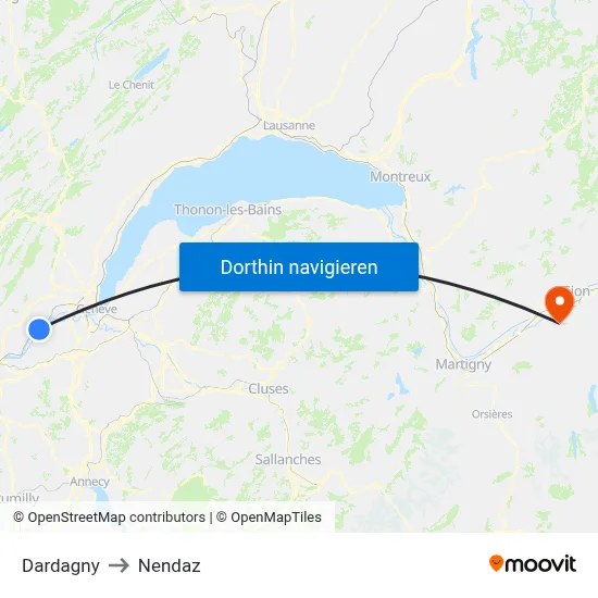 Dardagny to Nendaz map