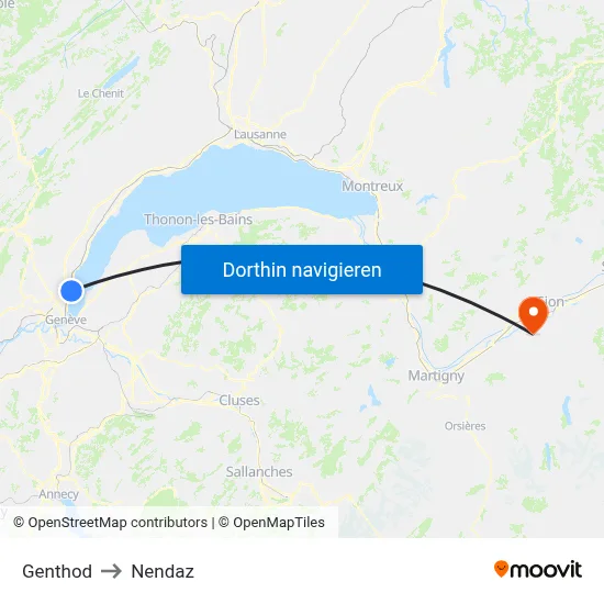 Genthod to Nendaz map