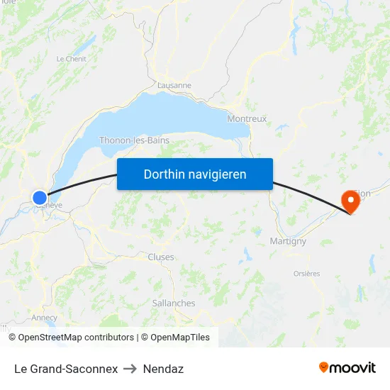 Le Grand-Saconnex to Nendaz map