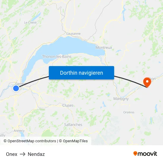 Onex to Nendaz map