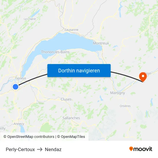 Perly-Certoux to Nendaz map