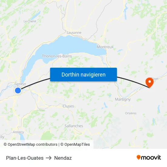 Plan-Les-Ouates to Nendaz map
