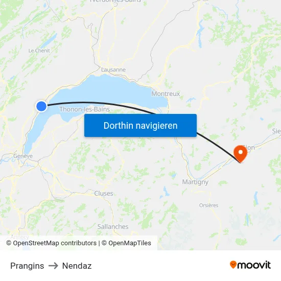 Prangins to Nendaz map