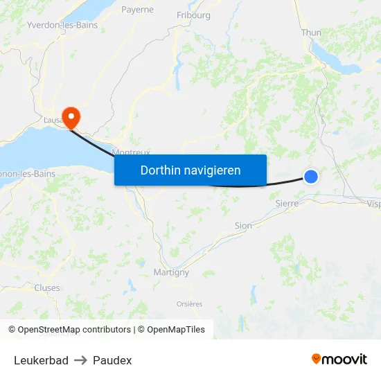 Leukerbad to Paudex map