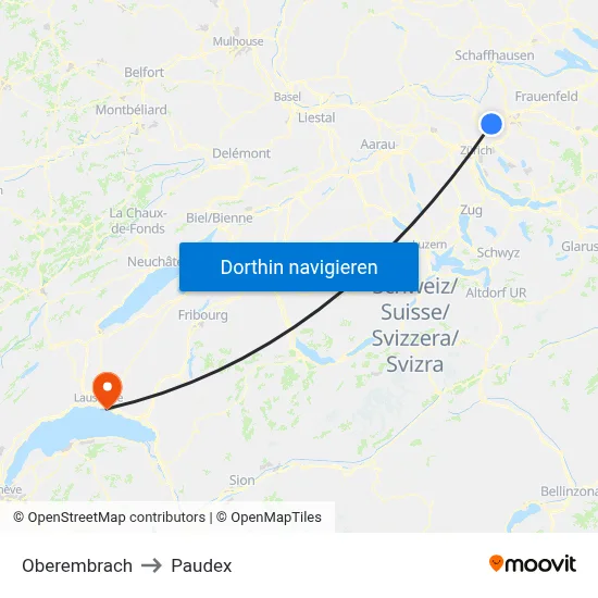 Oberembrach to Paudex map