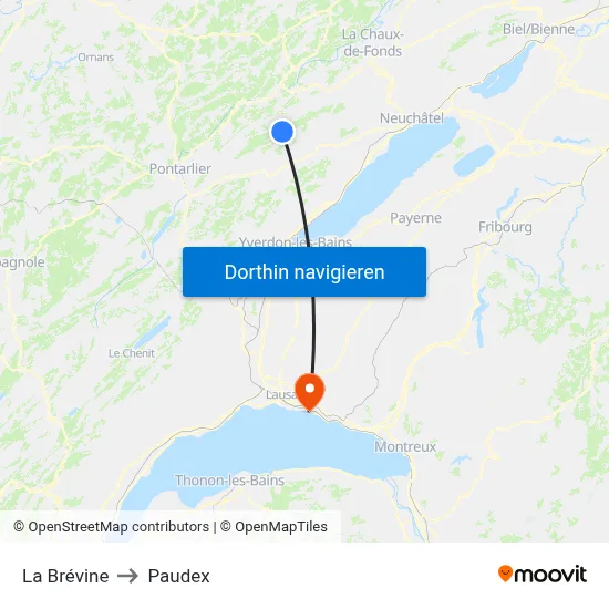 La Brévine to Paudex map