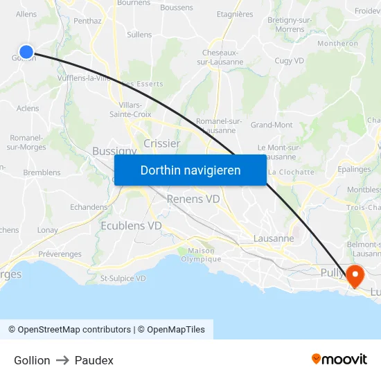 Gollion to Paudex map