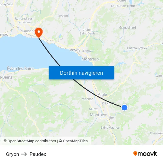 Gryon to Paudex map