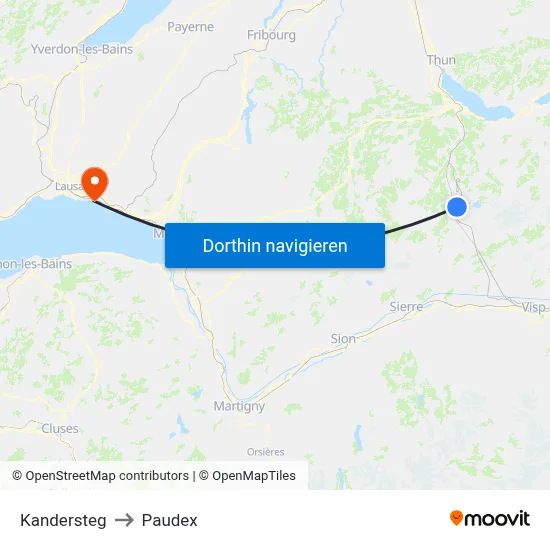 Kandersteg to Paudex map